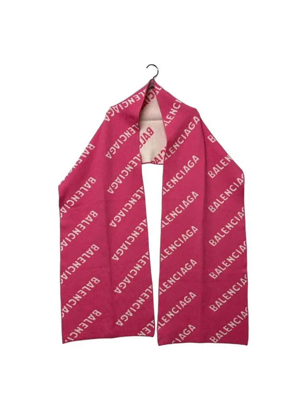 Balenciaga Wool All Logo Scarf Shawl Pink White - Picture 2 of 6